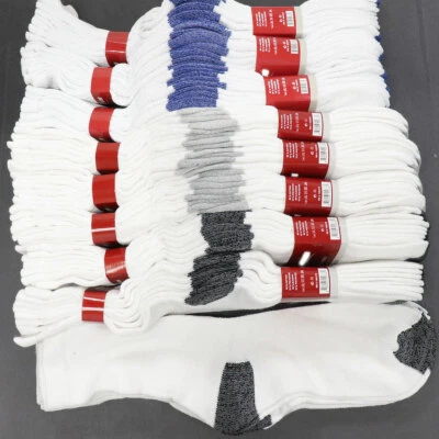 5-200 Dz Men's Cotton Moisture Breathable Crew Socks White Colors Wholesale Lot - Image 1 of 4