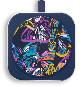 Vera Bradley Navy Blue Butterfly Flutter Wireless Charging Pad - New - Picture 1 of 2