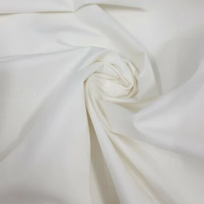 *Clearance* WHITE PLAIN 100% COTTON POPLIN FABRIC BY THE METER 112CM  - Image 1 of 3
