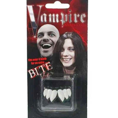 Billy Bob Halloween Colmillos de Vampiro Halloween Disfraz Accesorio Mordaza Juego de Dientes Foto 1 de 3