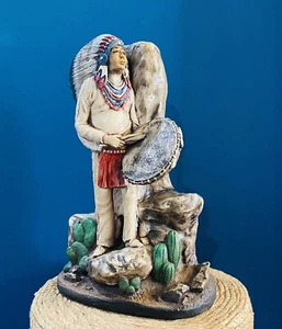 Vintage florentinische indianische Kreide Statue 15,5 Zoll groß - Bild 1 von 12