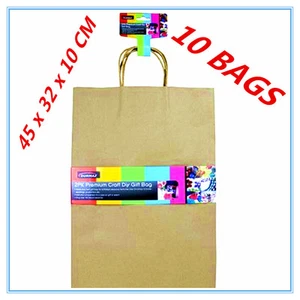 10 X EXTRA LARGE CRAFT DIY BROWN PAPER GIFT BAGS WITH HANDLE PARTY GIFT WRAP AP - Picture 1 of 1