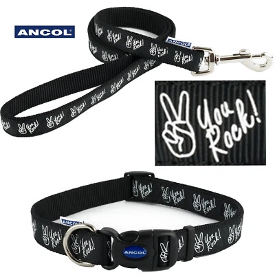 Collar para perro o Lead You Rock negro ancol ajustable cachorro metal pesado a juego Foto 1 de 4