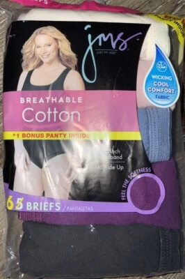 Just My Size ~ Women's Brief Underwear Panties 6-Pair Cotton Multicolor (A) ~ 9 - Image 1 of 3