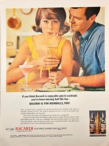 BARCARDI - Is For Highballs, Too! Cocktails - 1964 Vintage Print Ad - Picture 1 of 1