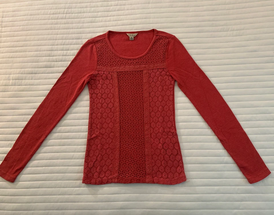 Lucky Brand | Girls | Long Sleeve | Red | Size XS | Pullover Shirt| Crochet - Image 1 of 4