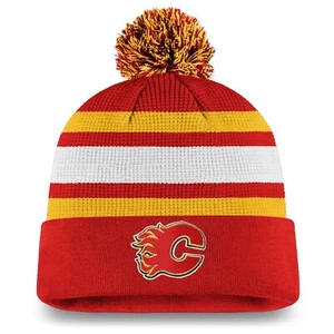 Calgary Flames 2020 NHL Hockey Draft Authentic Pro Cuffed Pom Knit Toque Hat Cap - Picture 1 of 2