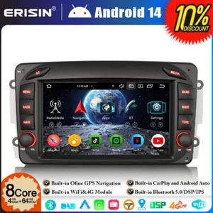 64GB Android 14 GPS Autoradio für Mercedes A/C/G/CLK Klasse W209 W203 Viano Vito - Bild 1 von 24
