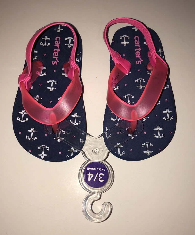 Carters Baby Girl Flip Flop Sandals Size 3/4 Extra Small Brand New! - Image 1 of 1