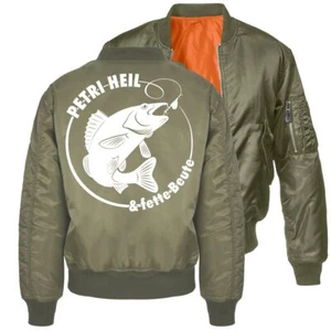 Herren Bomberjacke ANGLER Jacke Größe S bis 7XL Fisch Motiv outdoor norwegen - Bild 1 von 13