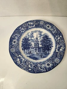 Liberty Blue Independence Hall Dekoteller Made in England Staffordshire - Bild 1 von 2