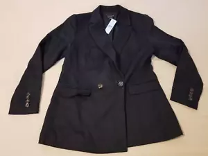 Womens New Ann Taylor Linen Jacket Blazer 2P Petite Black - Picture 1 of 12