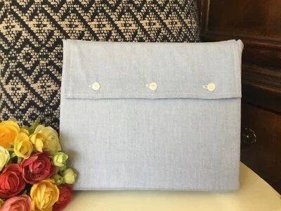 RALPH LAUREN Organic Reversible Oxford FULL/QUEEN Duvet Cover Blue & White NEW - Image 1 of 4