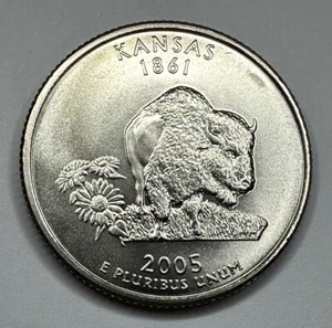 2005-P Kansas State Quarter 25cent Coin from US Mint Satin Set. Uncirculated - Picture 1 of 7