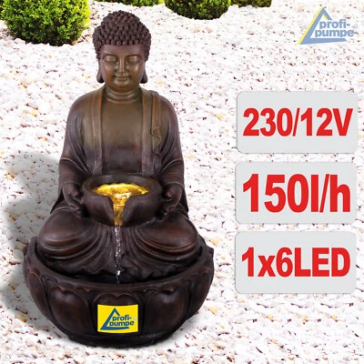 GARTENBRUNNEN ZEN BRUNNEN ZIMMERBRUNNEN SPRINGBRUNNEN KASKADENBRUNNEN 230V LED  - Bild 1 von 4