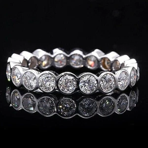 3Ct Round Lab-Created Diamond Women's Full Eternity Ring 14K White Gold Plated - Picture 1 of 8
