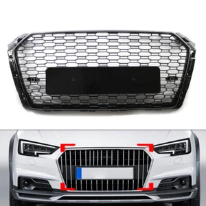 Honeycomb Black Mesh Hex Grille For Audi A4/S4 B9 RS4 Style 2017-2019 - Picture 1 of 10