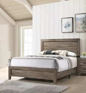 1pc Farmhouse Style Gray Finish Master Bedroom King Size Bed Wooden Furniture - Picture 1 of 4