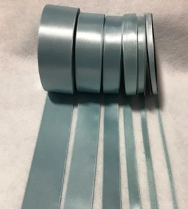 Dusty Light Blue Double Side Satin French Ribbon (6 Width to choose from) (3yd) - Picture 1 of 3