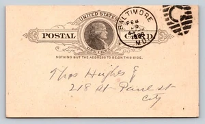 1886 UX9 Postal Card DUPLEX Cancel LAFAYETTE LODGE K of H Payment Due BALTIMORE - Picture 1 of 4