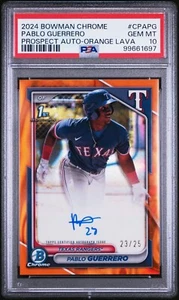 2024 Bowman Chrome 1st Pablo Guerrero Auto /25 Orange Lava Refractor PSA 10 Gem - Picture 1 of 2