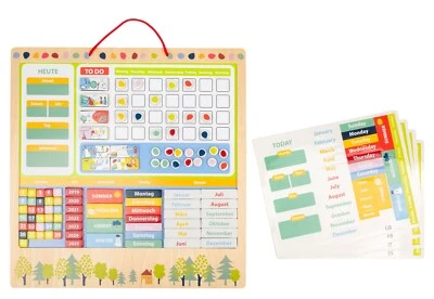 SMALL FOOT Kinder Wochenplaner Kalender Lernkalender Educate Tage Legler magnetisch bun