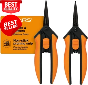 Micro-Tip Pruning Snips, Garden Shears with Precision Non-Stick Blade, 2-Pack - Picture 1 of 11