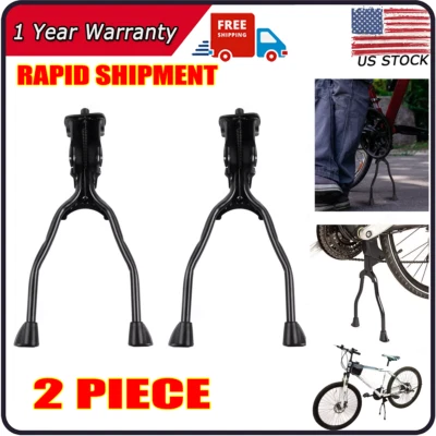 2X Soporte lateral de doble pierna para bicicleta Soporte para bicicleta Centro de resorte Negro Foto 1 de 4