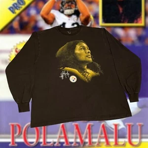 Vintage NFL Troy Polamalu Pittsburgh Steelers Football LS Tee - Picture 1 of 4