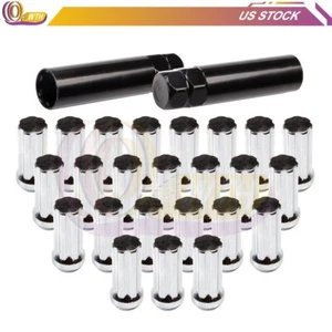 24 PC 14X1.5 Lug Nuts Chrome 7-Spline Compatible with Chevy GMC Aftermarket Whee - Picture 1 of 10