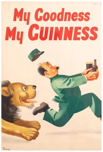 My Goodness My Guinness - Löwe - Vintage Werbeplakat - Bier und Wein - Bild 1 von 6
