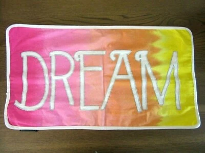 CYNTHIA ROWLEY TIE-DYE RAINBOW "INSPIRE or DREAM" PILLOW COVER 14 X 27" ~ NEW - Image 1 of 4