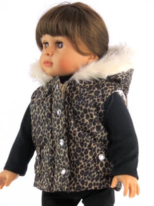 Leopard Puffy Weste mit Kapuze für Ihre American Girl Puppe oder andere 18" Puppen - Bild 1 von 3