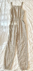 H&M Girls Tan Beige with Black Dots Jumpsuit Size 16 Teen - Picture 1 of 7