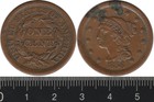 USA: 1856 One Cent Liberty Head Braided Hair 1c  gEF mks, cat EF US$115 = A$180