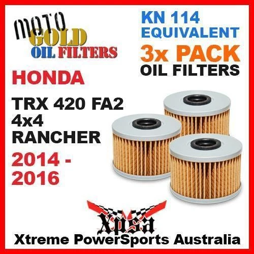PACK DE 3 FILTROS DE ACEITE MOTO GOLD HONDA TRX420 FA2 4x4 Fourtrax Rancher 2014-2016 ATV Foto 1 de 1