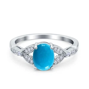 Ovaler natürlicher Dornröschen Türkis Blatt Perlen Ring 925 Sterling Silber - Bild 1 von 24