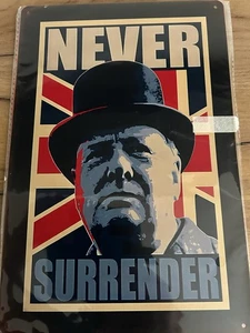 Winston Churchill Metal Sign 12x8” Steel Wall Art British Spitfire WWII - Picture 1 of 1