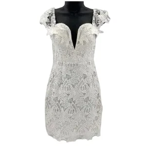 ASTR Talla Pequeña NUEVO Mini Vestido Daniela Blanco Fuera del Hombro Encaje Nuevo con Etiquetas - Imagen 1 de 8