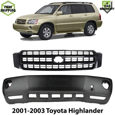 Front Bumper Cover Primed & Grille Assembly Kit For 2001-2003 Toyota Highlander - Imagem 1 de 4