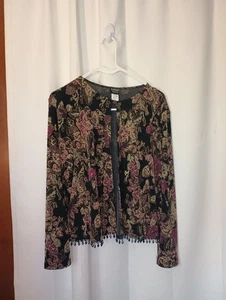 MSK Womens Whimsigoth Dark Floral Jacket MP Beaded Lightweight Fairy Grunge - Picture 1 of 8