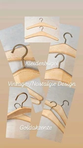 Set Nostalgie Kleiderbügel Goldschimmer Vintage Redesign Künstlerin Unikat - Bild 1 von 12