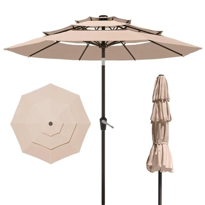 PatioKingdom 9ft 3-Tier Patio Market Umbrella with Crank/Tilt, Commercial Hea... - Image 1 of 4