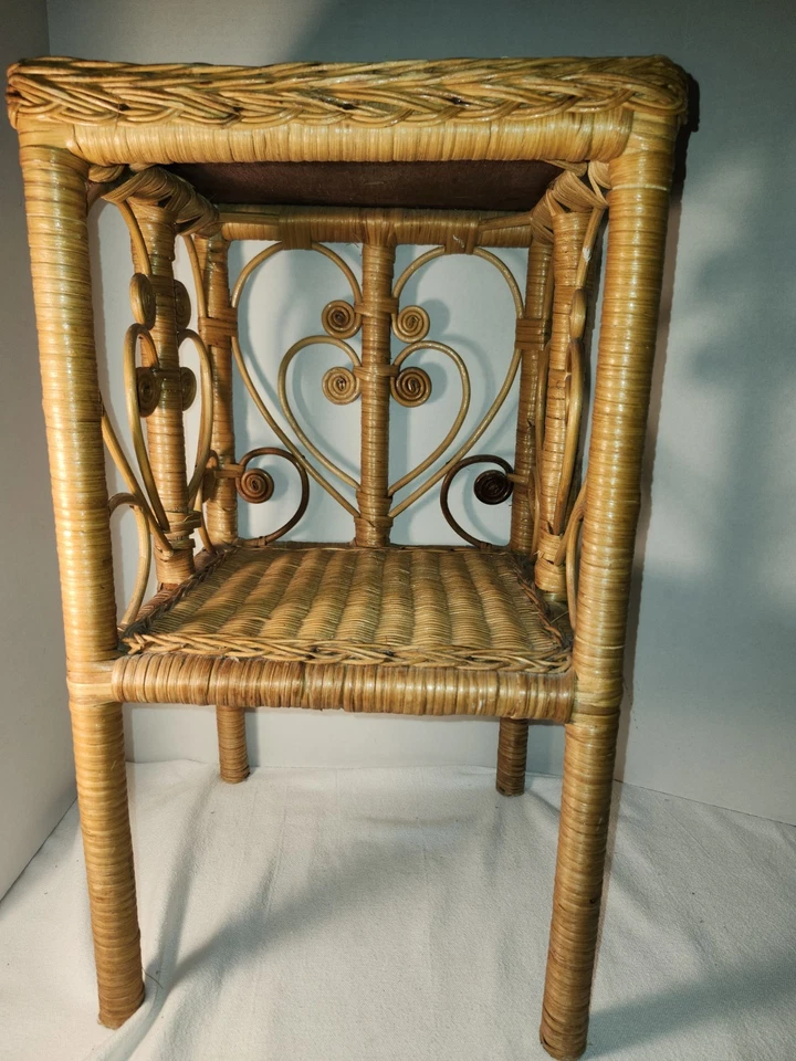 Small Ratan Side Table 21 in. high tan - Image 1 of 4