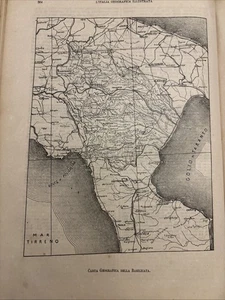 CARTA GEOGRAFICA della BASILICATA antica xilografia 1891 Palmiro PREMOLI - Foto 1 di 8