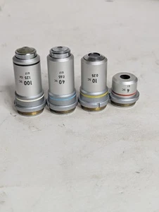 NIKON Microscope SC Object Set - 100x SC oil, 40x, 10x, 4x Good Condition - Picture 1 of 6