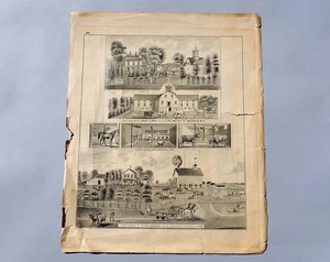Farms of H Derham & J Gilman Rosemount Dakota Co. Minnesota historischer Litho-Druck - Bild 1 von 4
