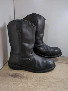 Red Wing Steel Toe Rigger Boots Size 10.5 UK Great Wear Lined Stained Black - Picture 1 of 11