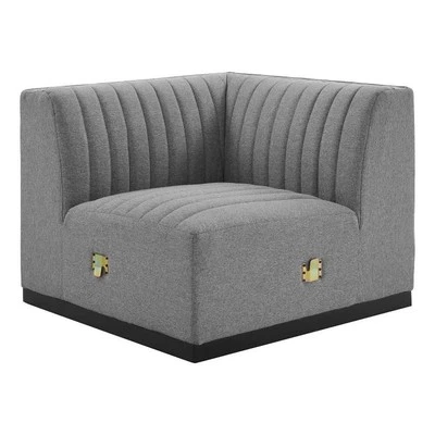 Silla Esquina Izquierda Modway Conjure Moderna Canal Tela Mechonada en Gris Foto 1 de 4