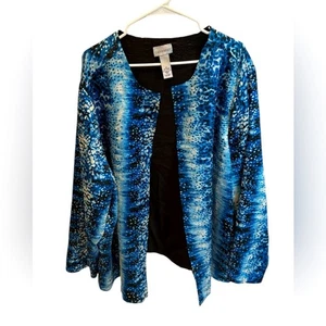 Catherines Reversible Crinkle Jacket Plus 4XL 30/32W Blue Black Splatter - Picture 1 of 3